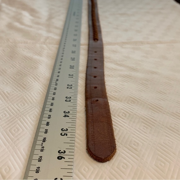 Women’s Genuine Leather Skinny Boho Belt Brass Dot Detail Buckle Small 36” - Picture 9 of 12